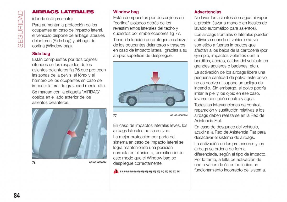 Fiat Tipo sedan manual del propietario / page 86