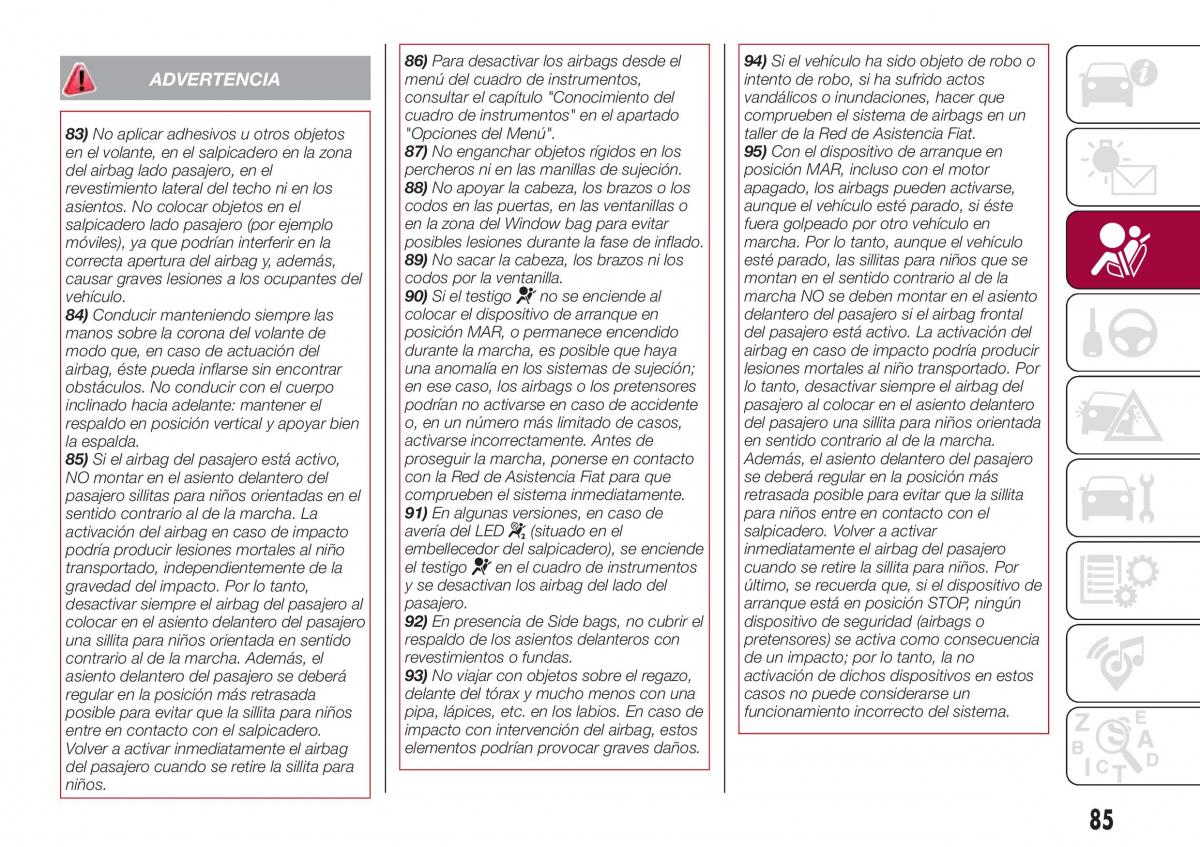 Fiat Tipo sedan manual del propietario / page 87