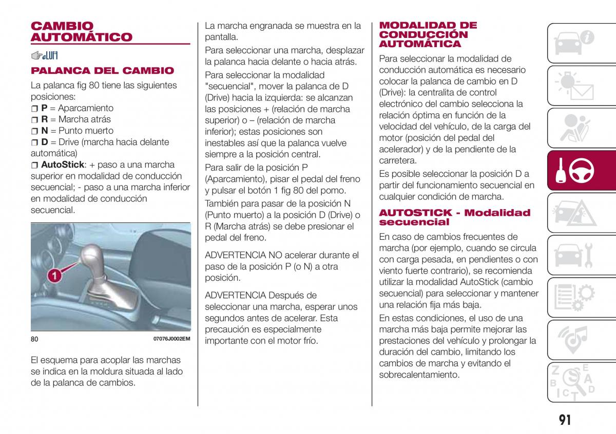 Fiat Tipo sedan manual del propietario / page 93