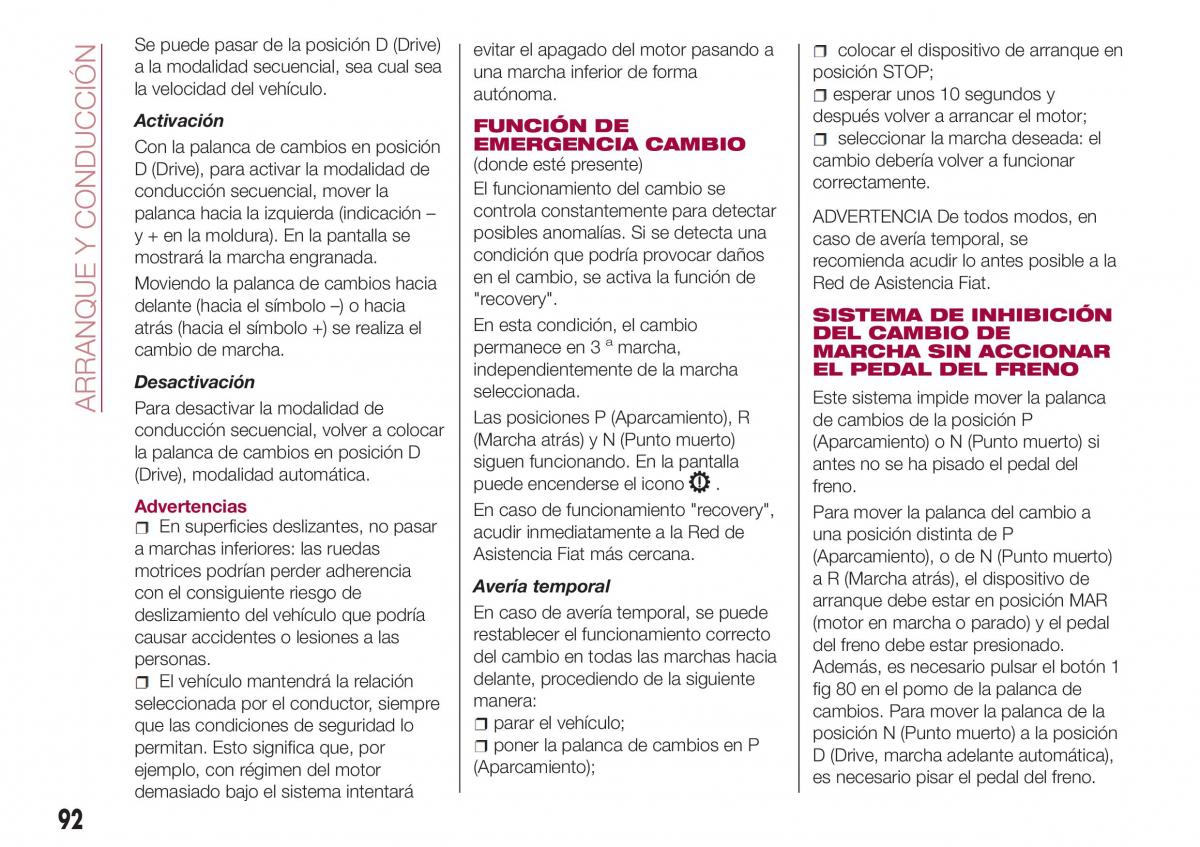 Fiat Tipo sedan manual del propietario / page 94