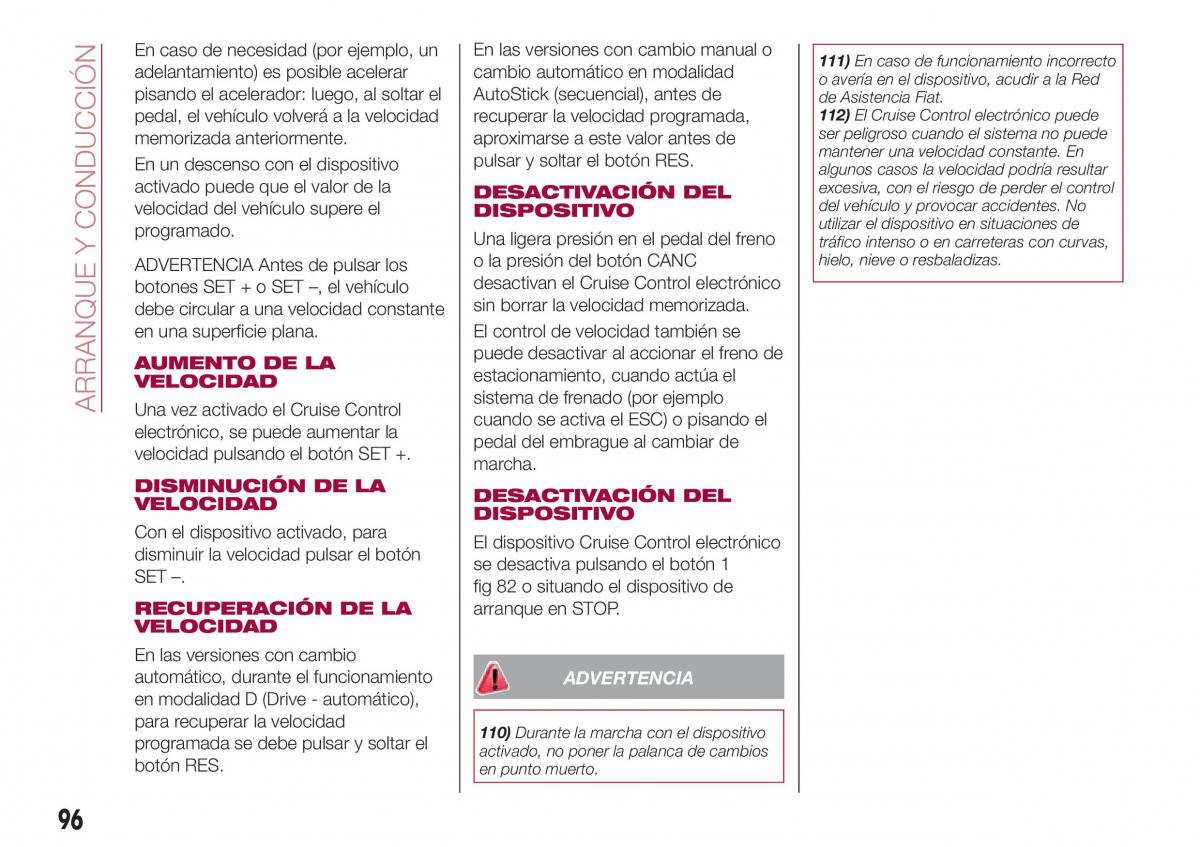 Fiat Tipo sedan manual del propietario / page 98