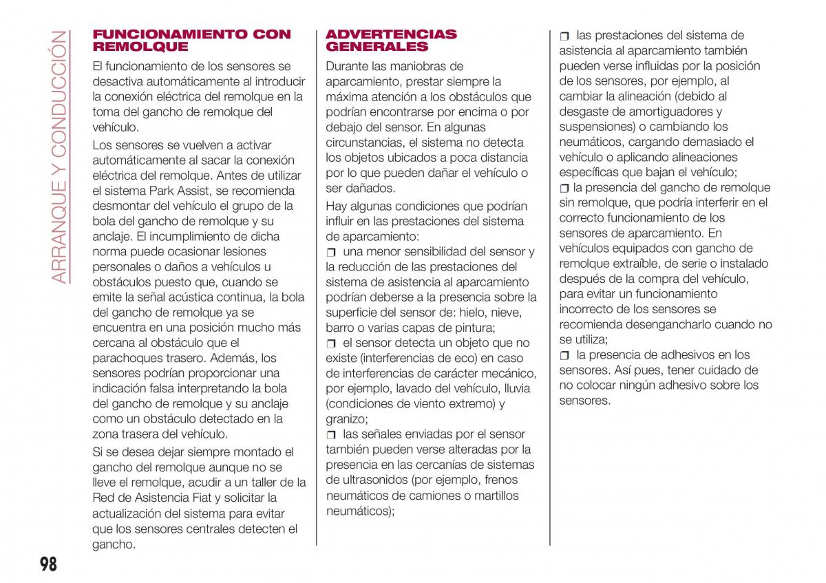 Fiat Tipo sedan manual del propietario / page 100