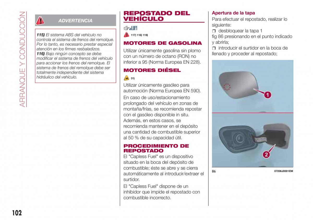 Fiat Tipo sedan manual del propietario / page 104