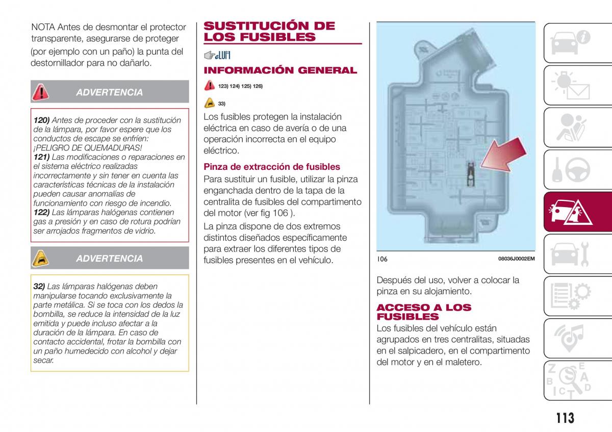 Fiat Tipo sedan manual del propietario / page 115