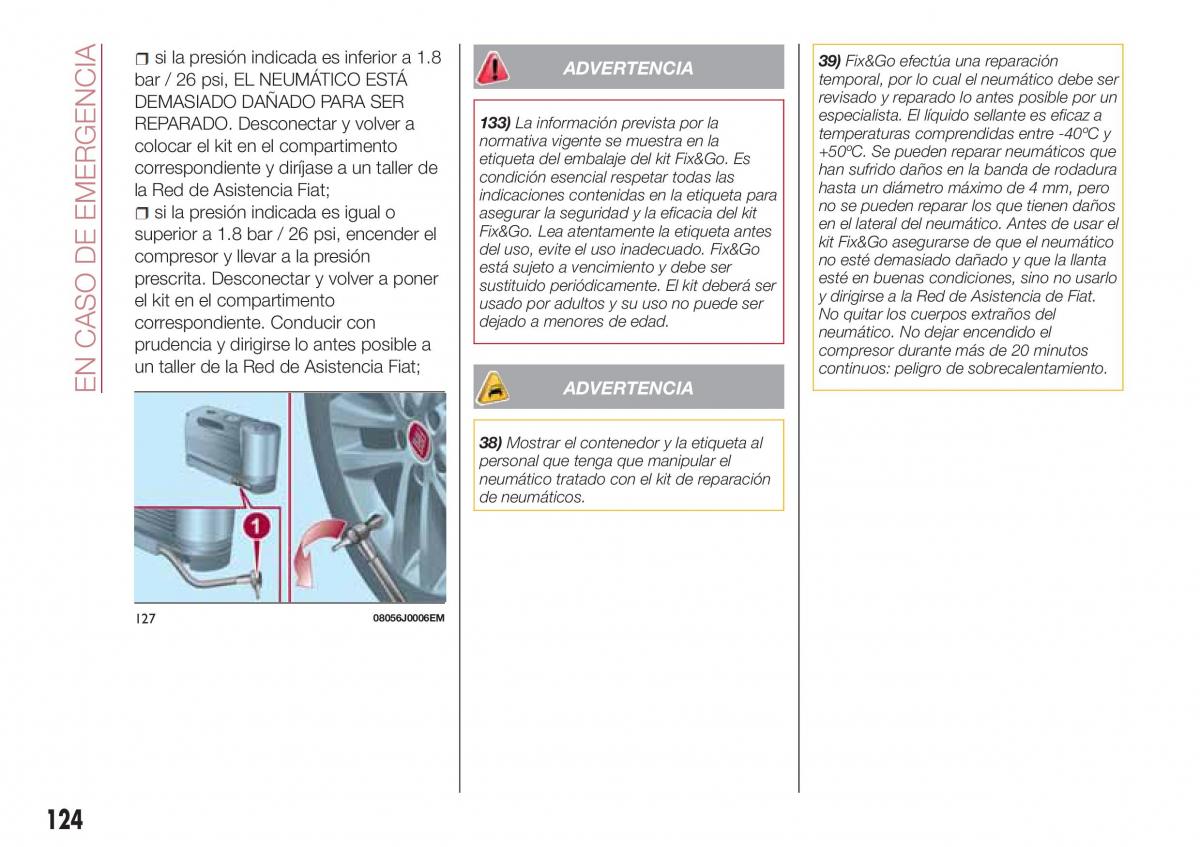 Fiat Tipo sedan manual del propietario / page 126