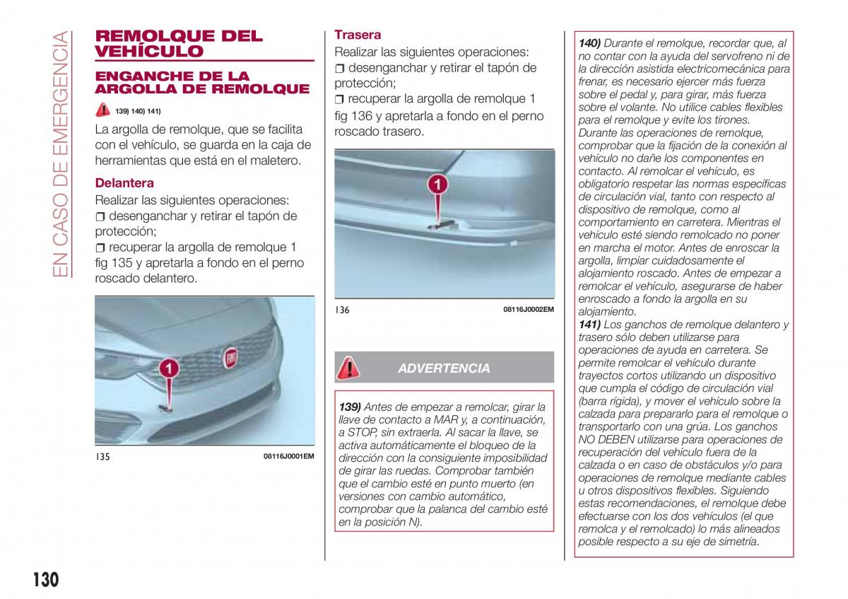 Fiat Tipo sedan manual del propietario / page 132