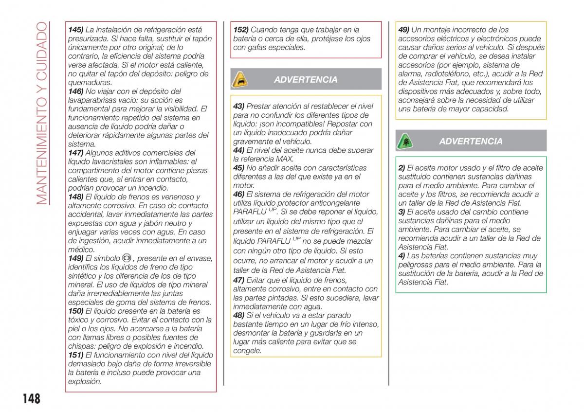 Fiat Tipo sedan manual del propietario / page 150