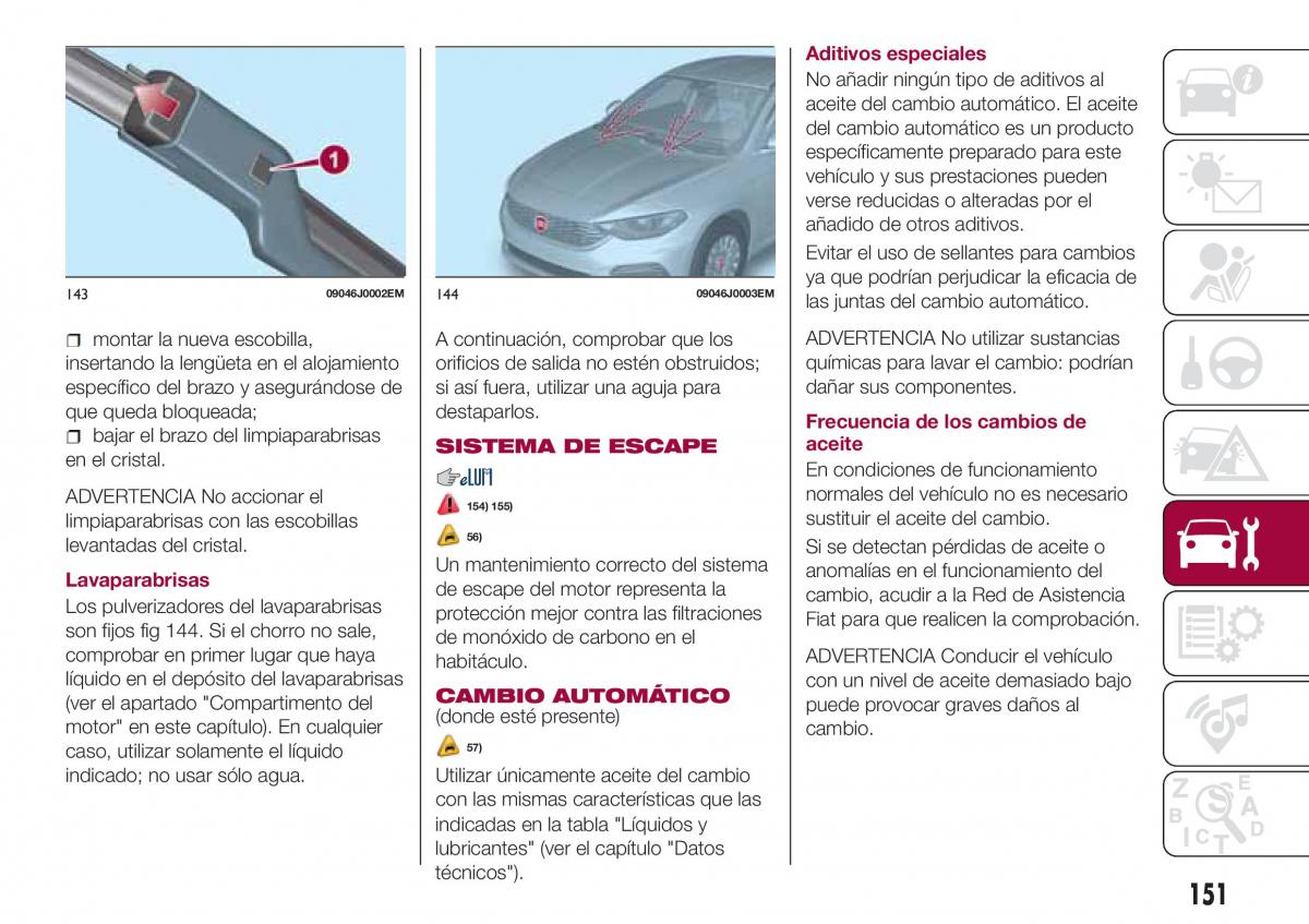 Fiat Tipo sedan manual del propietario / page 153