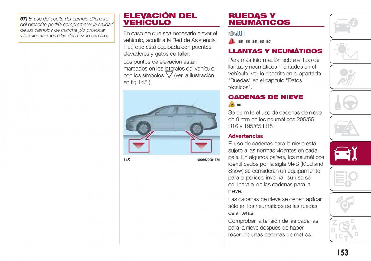 Fiat Tipo sedan manual del propietario / page 155