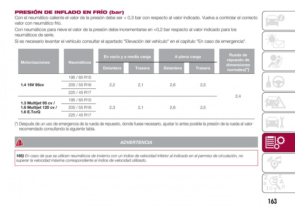 Fiat Tipo sedan manual del propietario / page 165