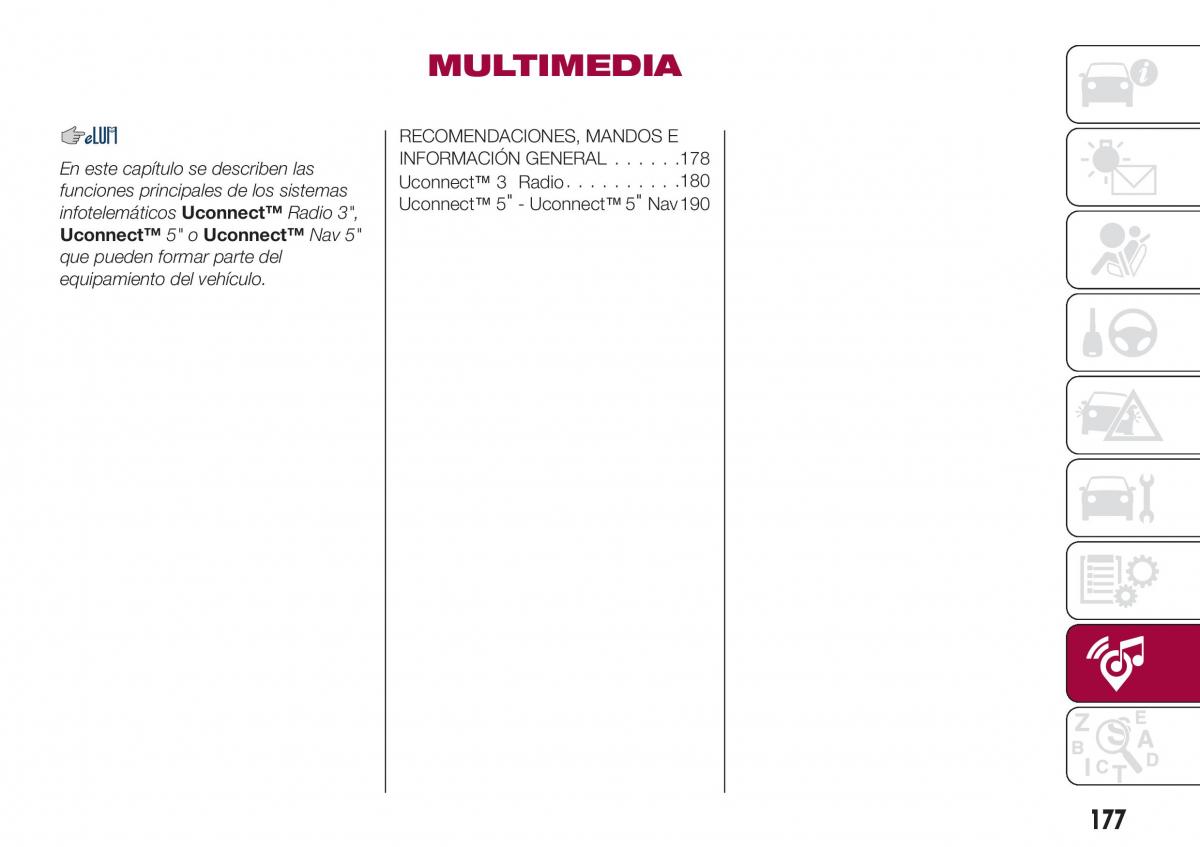 Fiat Tipo sedan manual del propietario / page 179