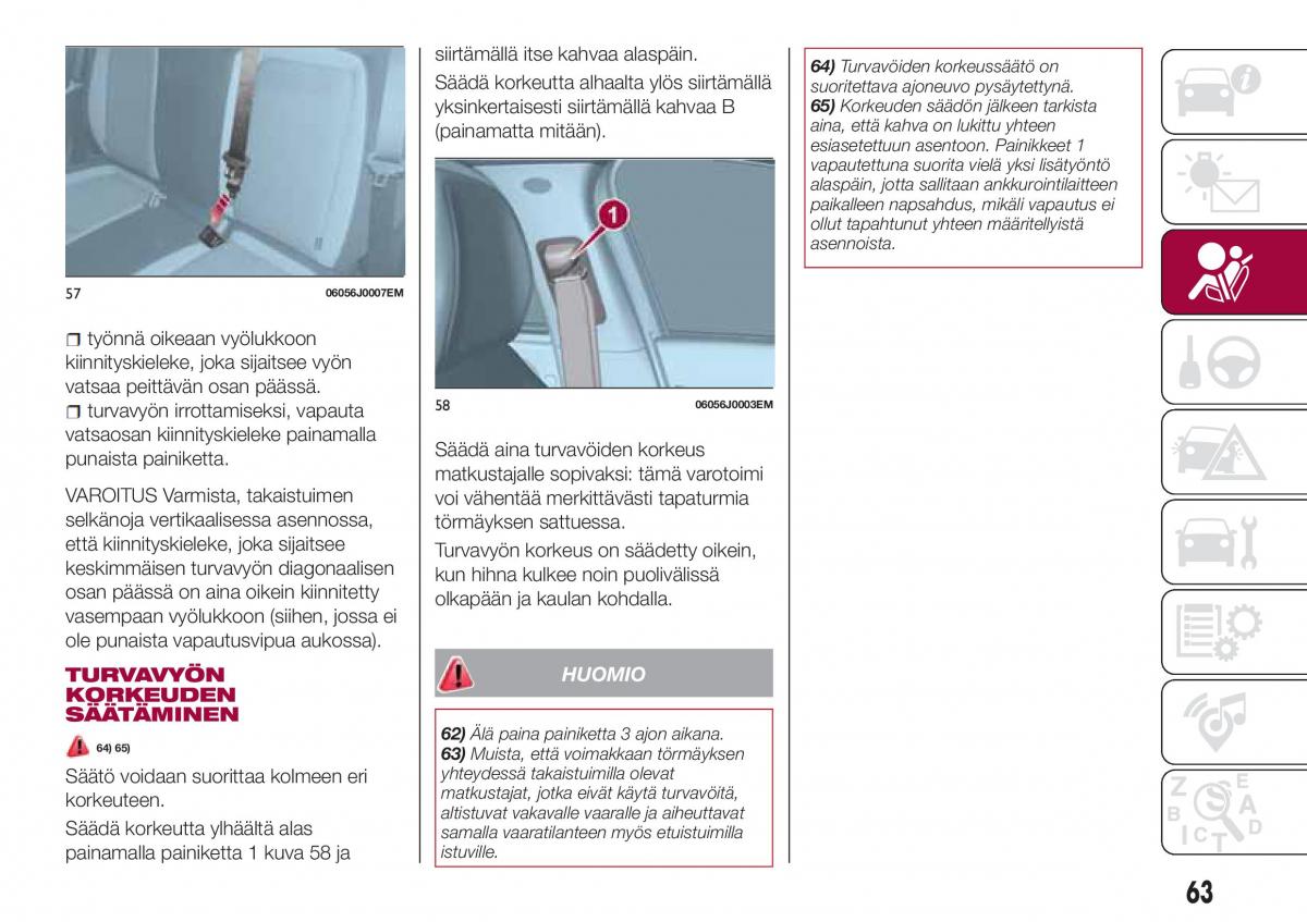 Fiat Tipo sedan omistajan kasikirja / page 65