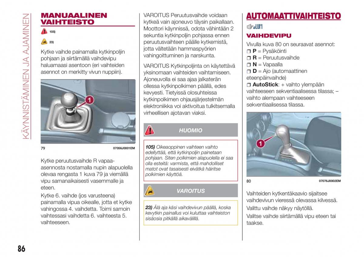 Fiat Tipo sedan omistajan kasikirja / page 88