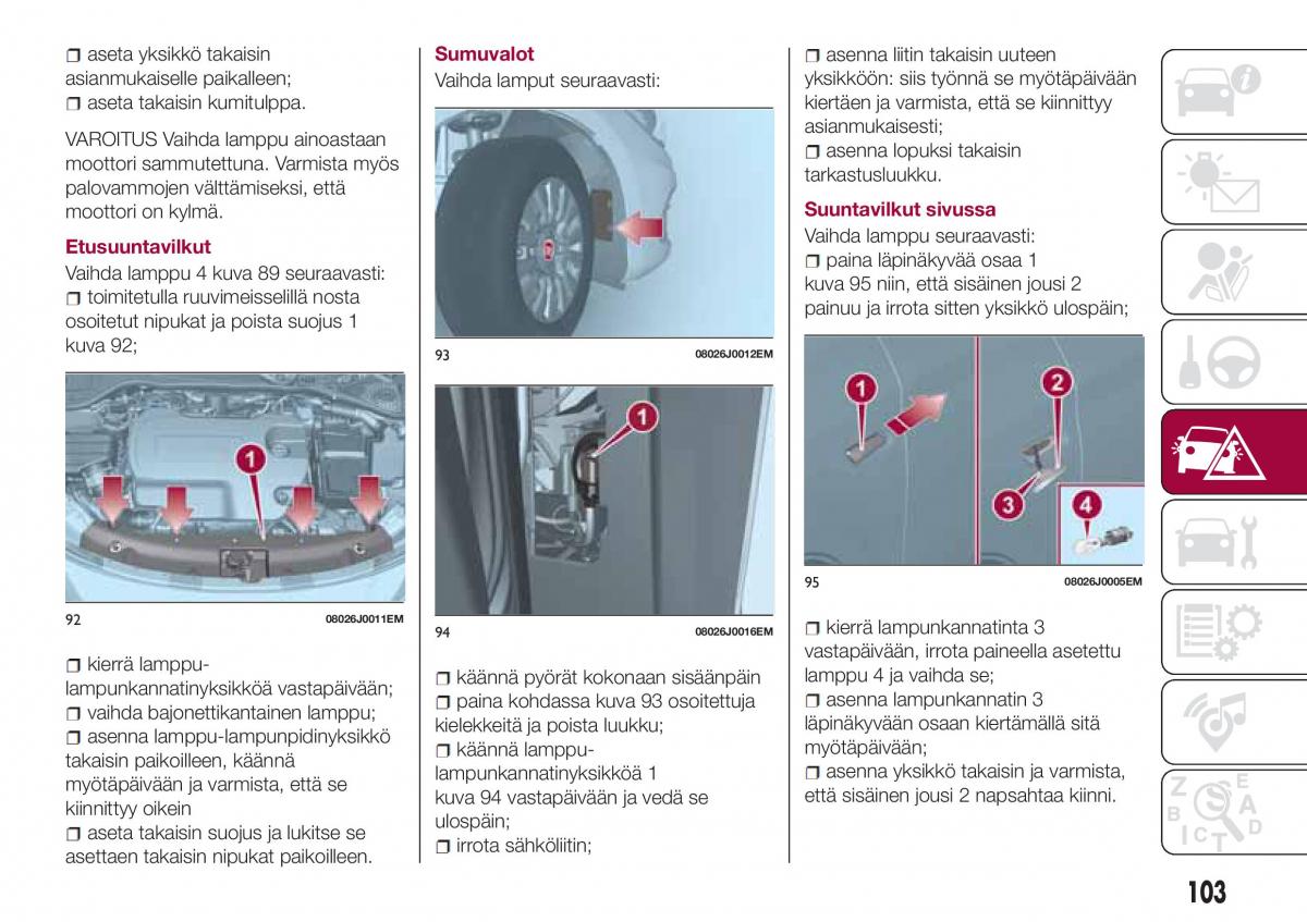 Fiat Tipo sedan omistajan kasikirja / page 105