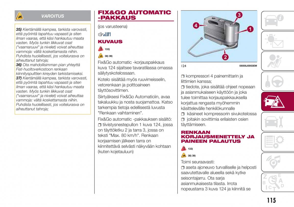 Fiat Tipo sedan omistajan kasikirja / page 117