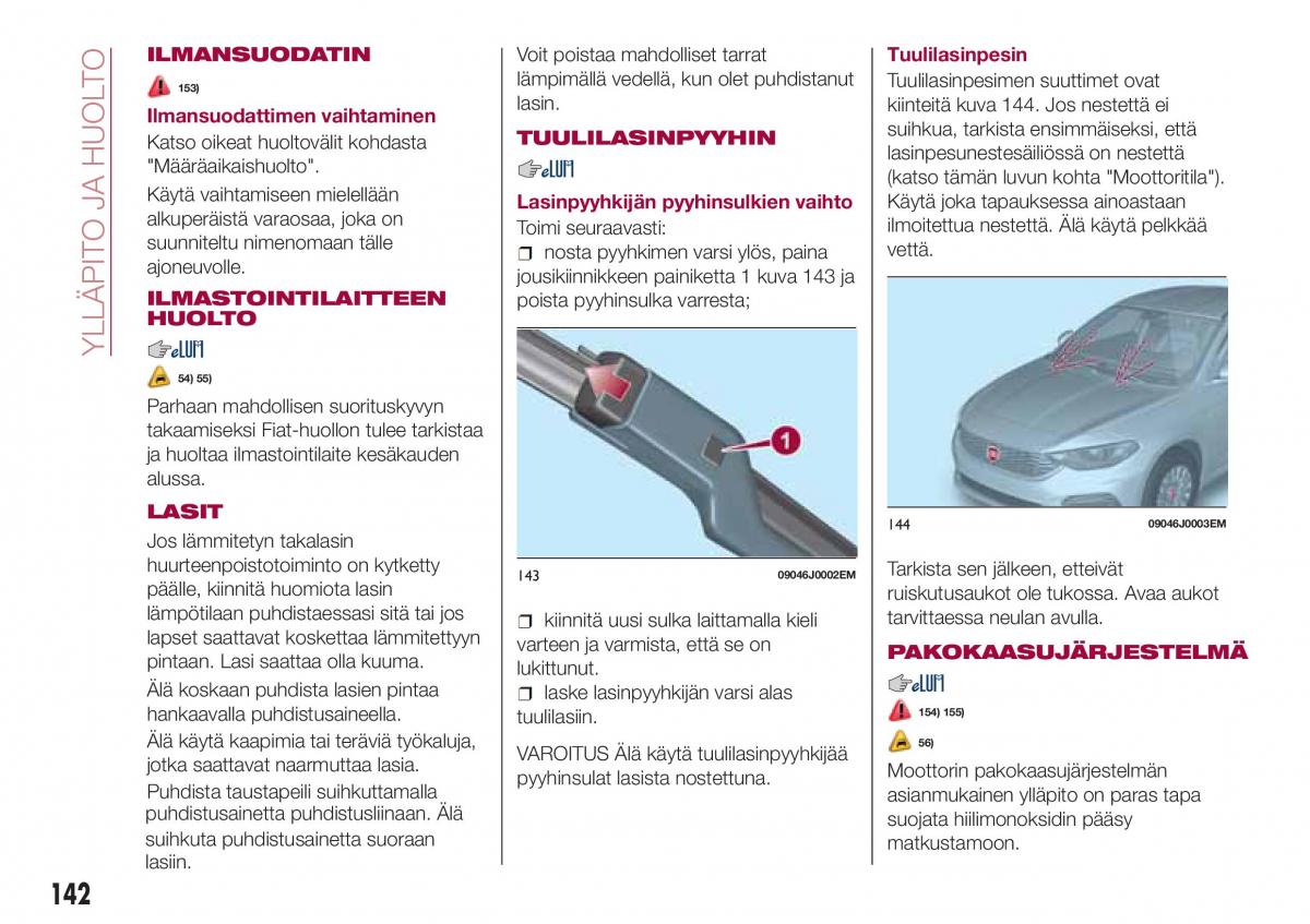 Fiat Tipo sedan omistajan kasikirja / page 144