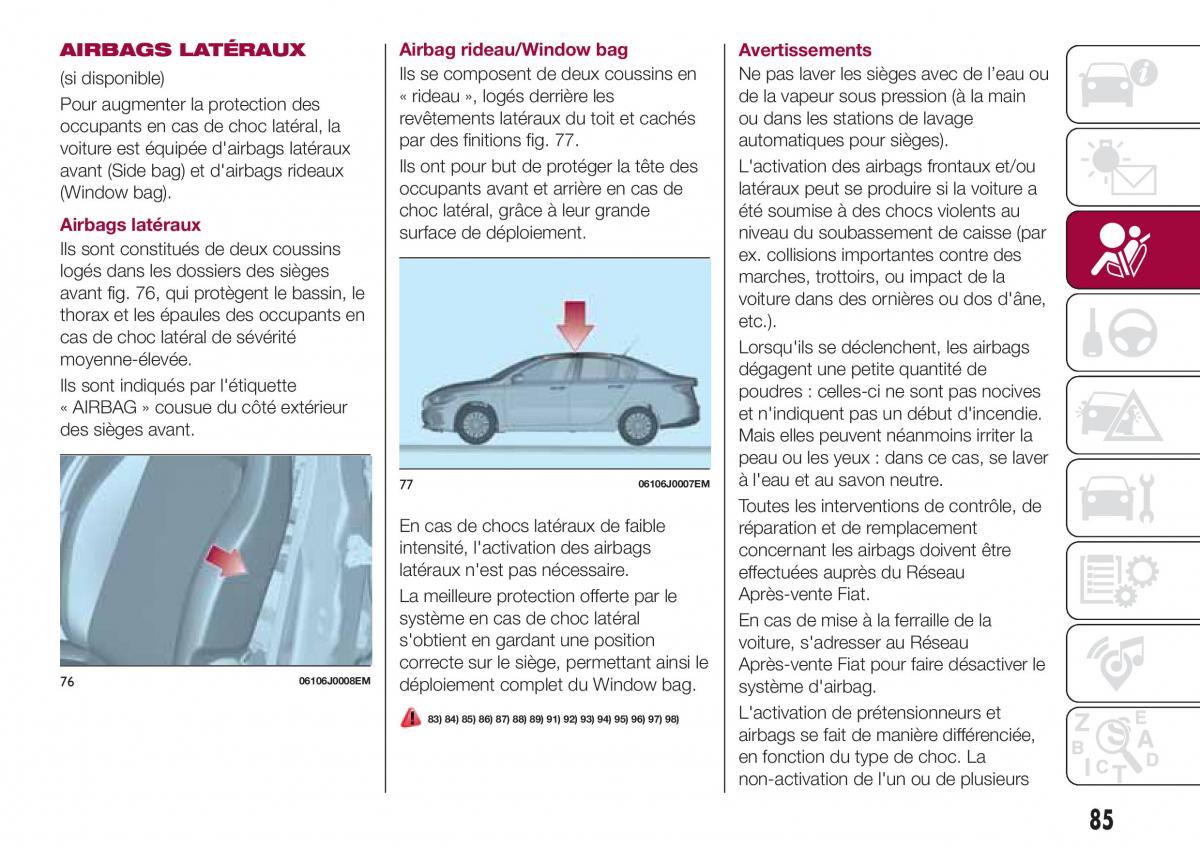 Fiat Tipo sedan manuel du proprietaire / page 87