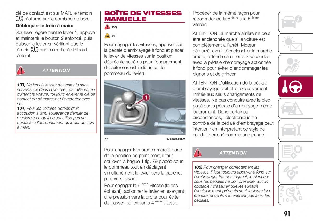 Fiat Tipo sedan manuel du proprietaire / page 93