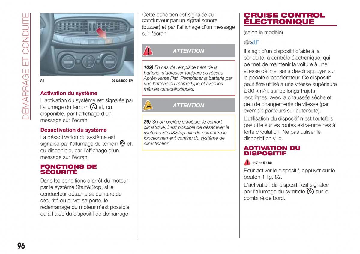 Fiat Tipo sedan manuel du proprietaire / page 98