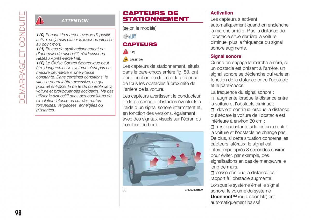 Fiat Tipo sedan manuel du proprietaire / page 100