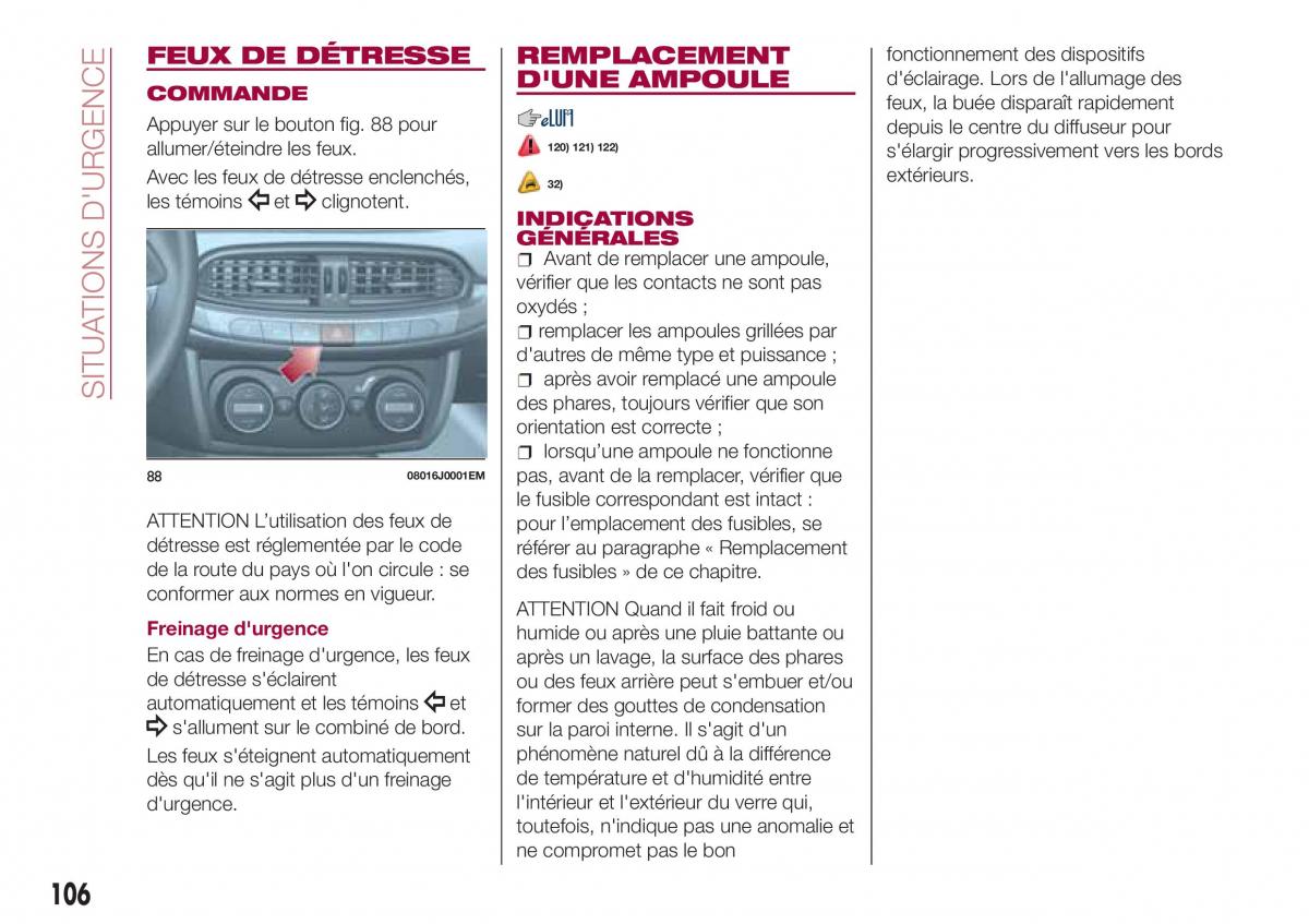 Fiat Tipo sedan manuel du proprietaire / page 108