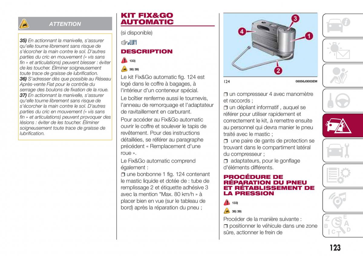 Fiat Tipo sedan manuel du proprietaire / page 125