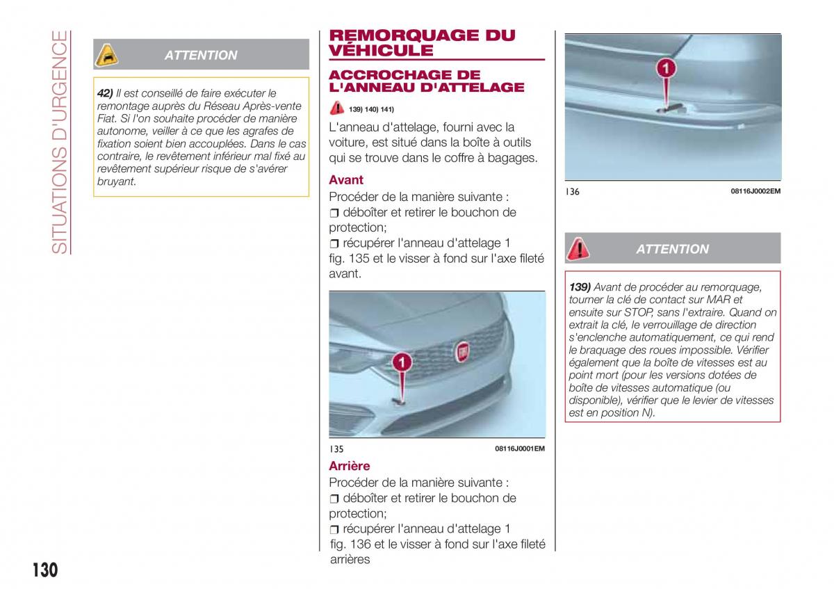 Fiat Tipo sedan manuel du proprietaire / page 132