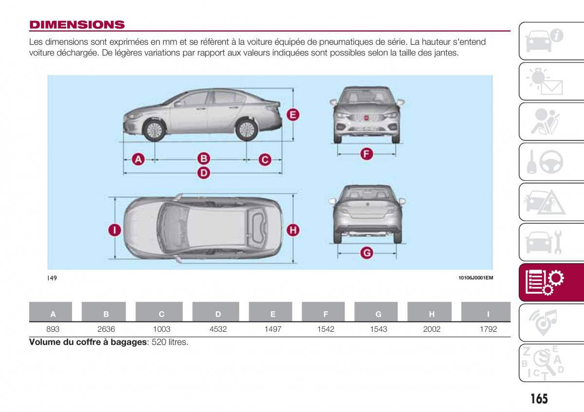 Fiat Tipo sedan manuel du proprietaire / page 167