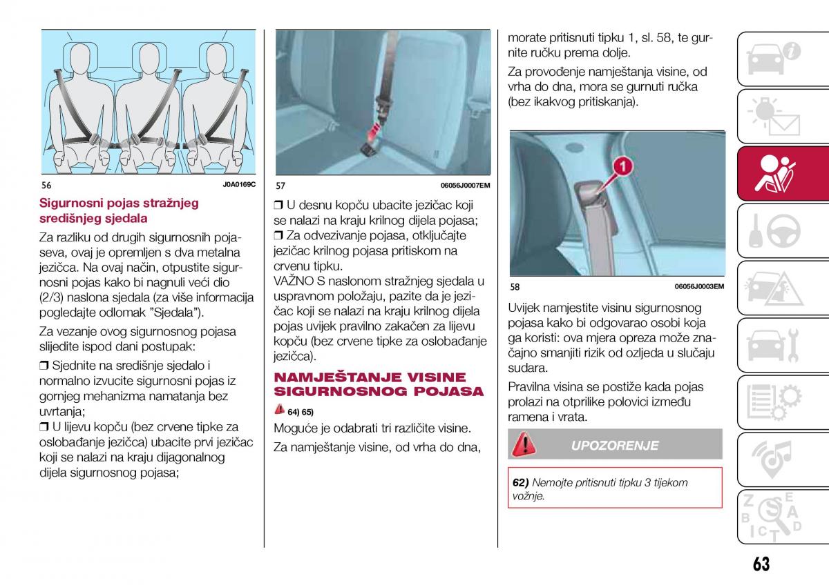 Fiat Tipo sedan vlasnicko uputstvo / page 65