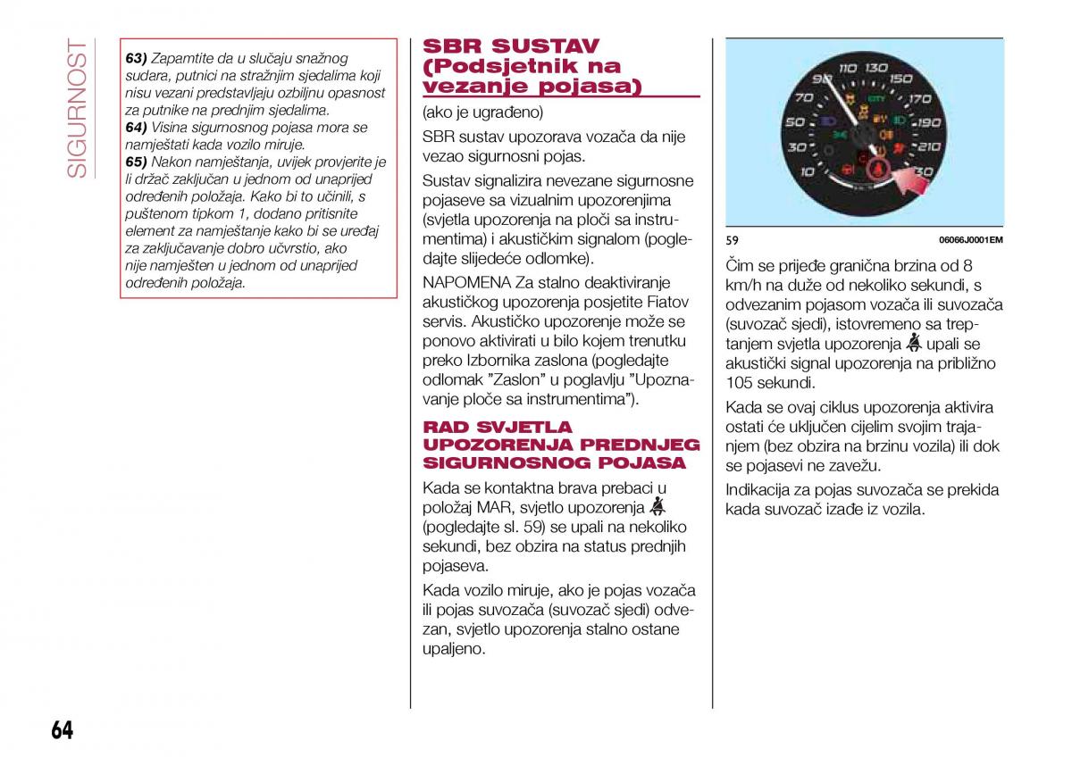 Fiat Tipo sedan vlasnicko uputstvo / page 66