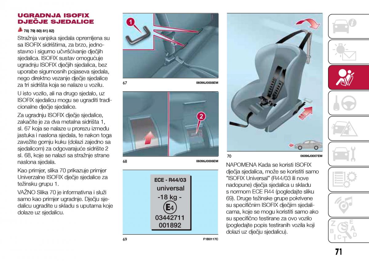 Fiat Tipo sedan vlasnicko uputstvo / page 73