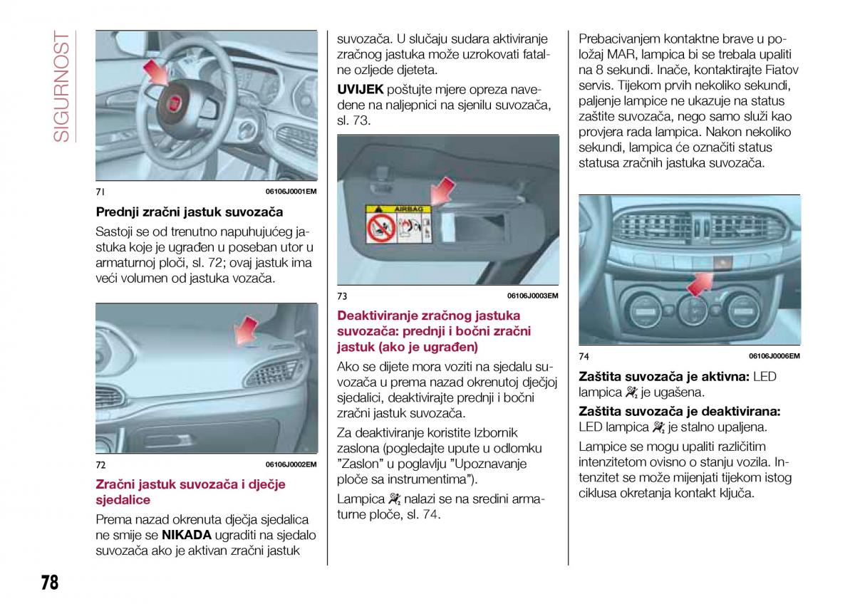 Fiat Tipo sedan vlasnicko uputstvo / page 80