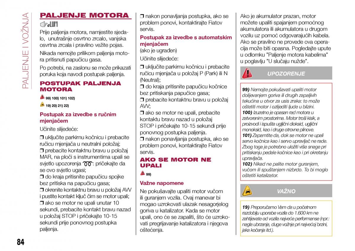 Fiat Tipo sedan vlasnicko uputstvo / page 86