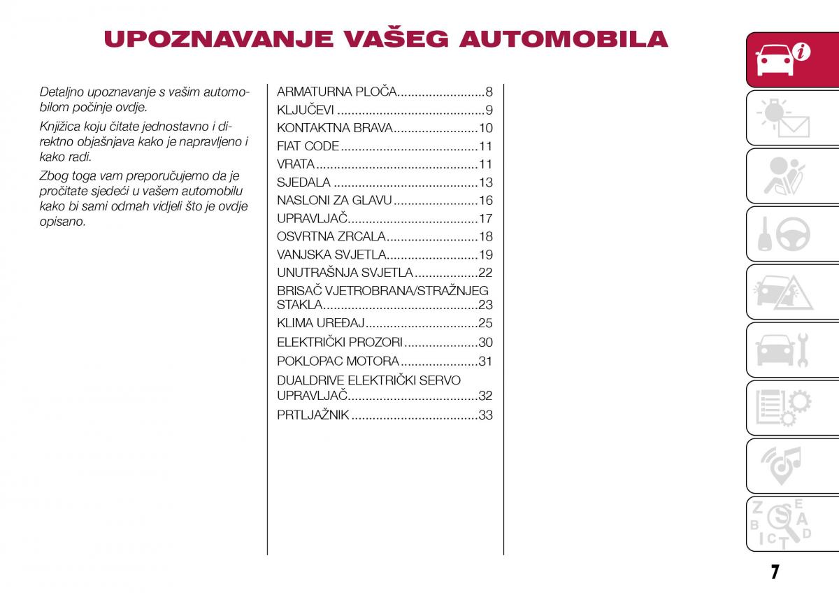 Fiat Tipo sedan vlasnicko uputstvo / page 9