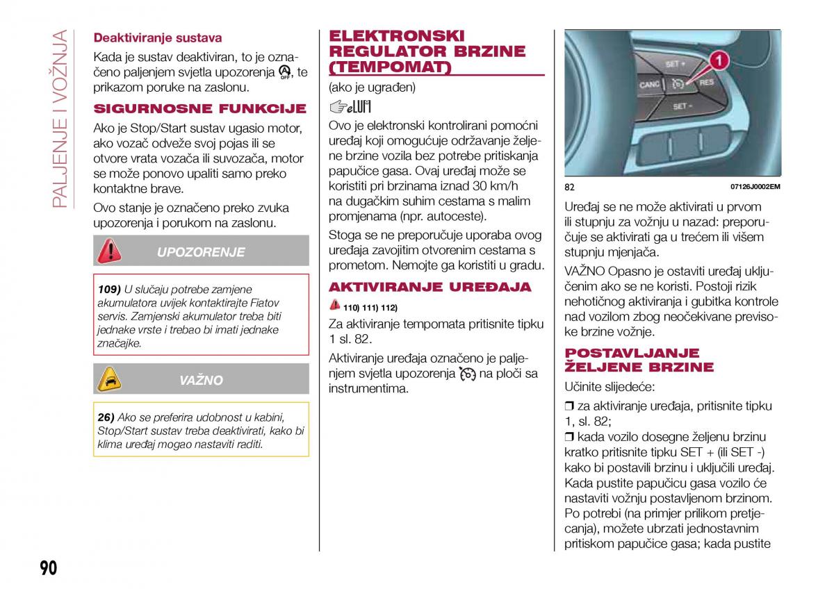 Fiat Tipo sedan vlasnicko uputstvo / page 92