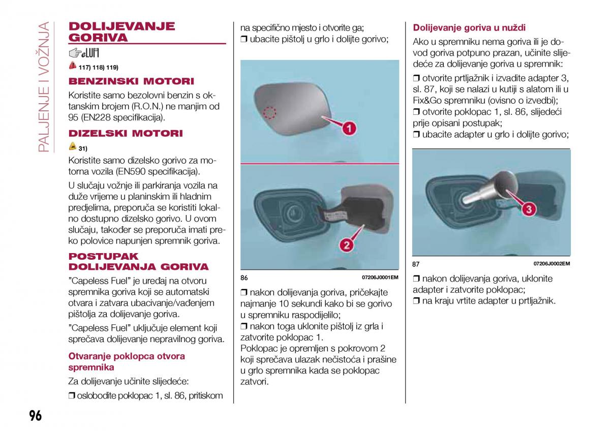 Fiat Tipo sedan vlasnicko uputstvo / page 98