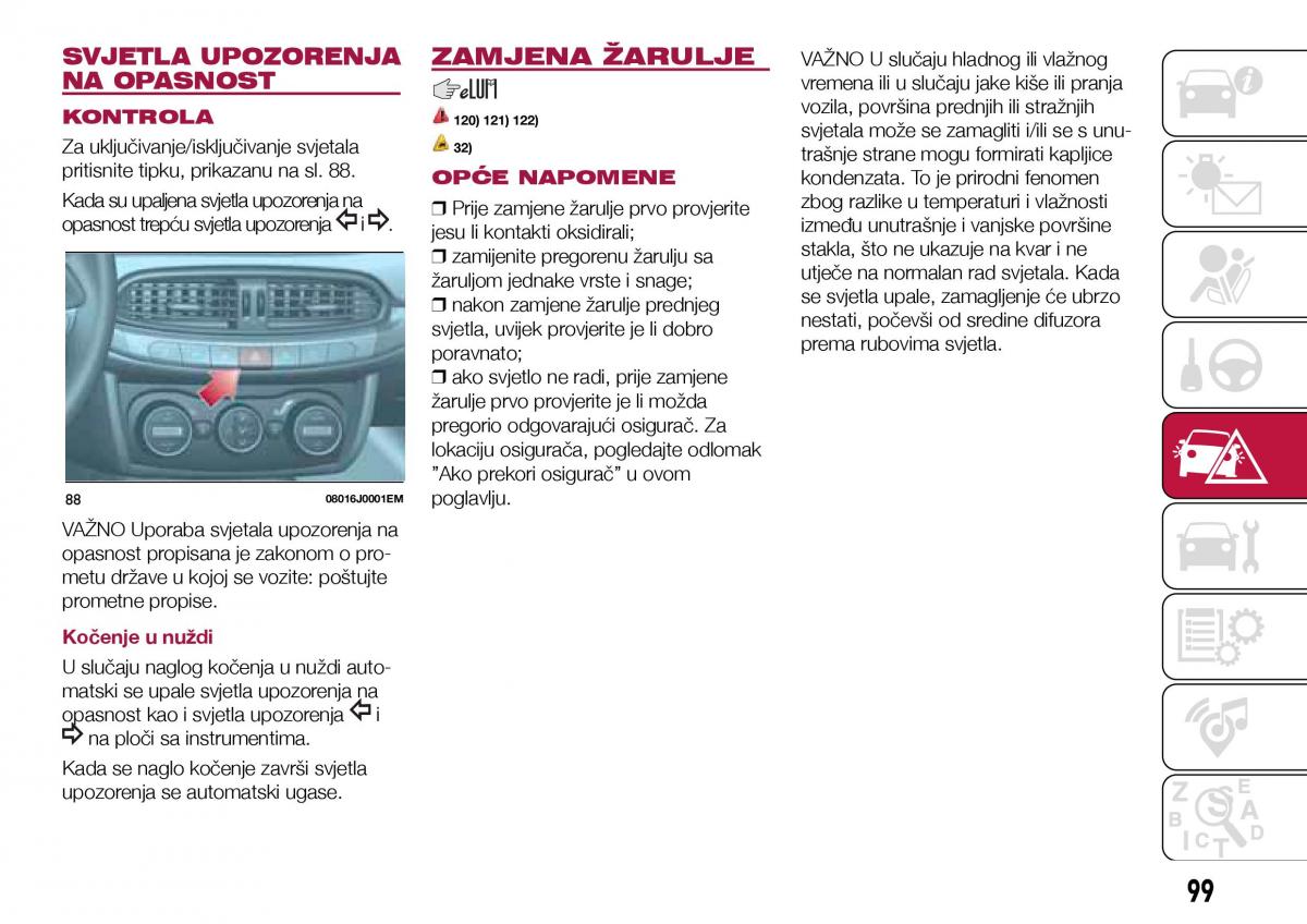 Fiat Tipo sedan vlasnicko uputstvo / page 101