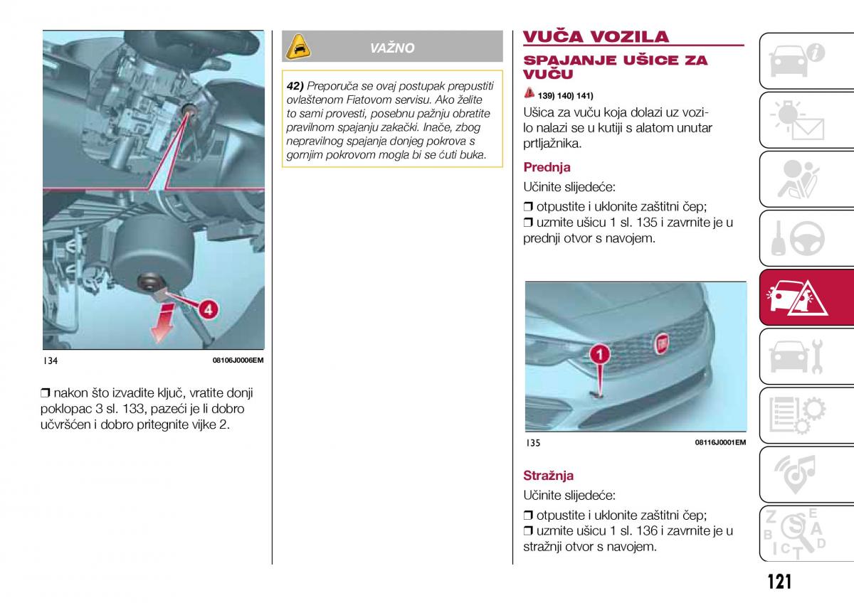 Fiat Tipo sedan vlasnicko uputstvo / page 123