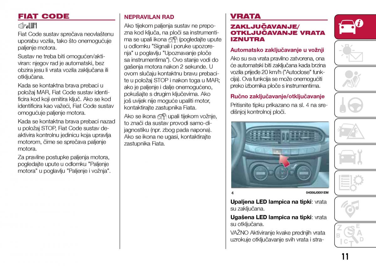 Fiat Tipo sedan vlasnicko uputstvo / page 13