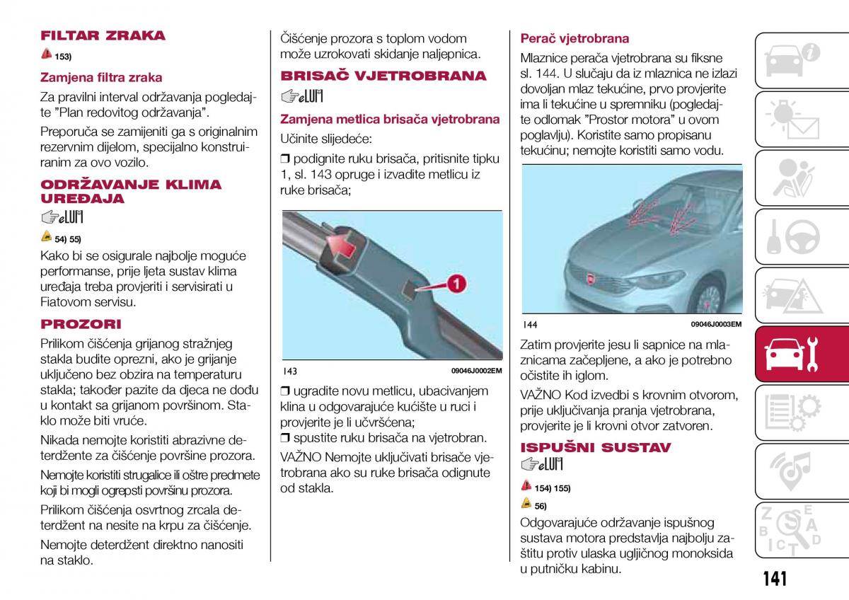 Fiat Tipo sedan vlasnicko uputstvo / page 143