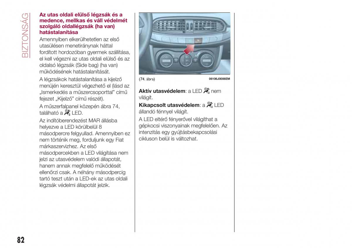 Fiat Tipo sedan Kezelesi utmutato / page 84