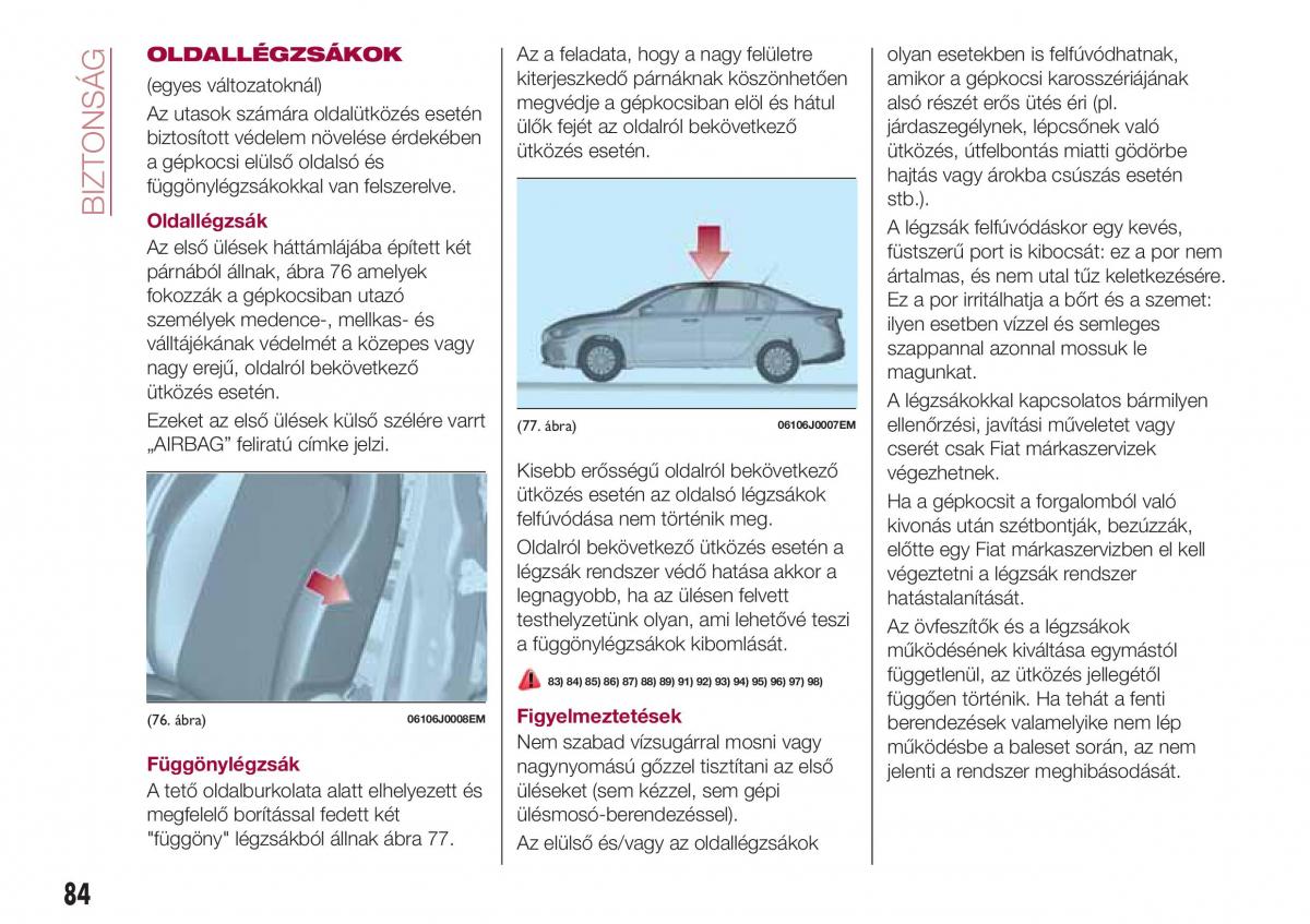 Fiat Tipo sedan Kezelesi utmutato / page 86