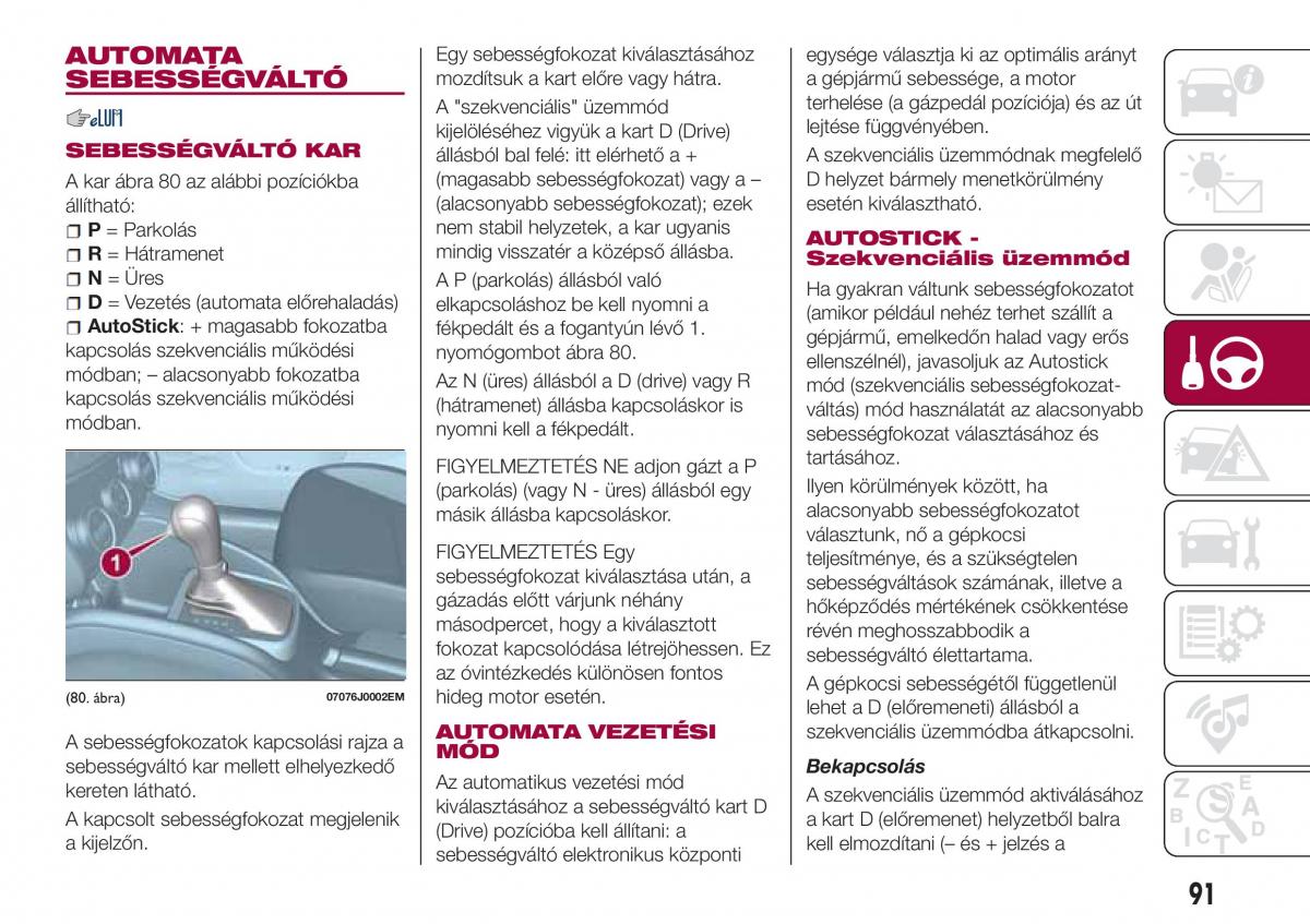 Fiat Tipo sedan Kezelesi utmutato / page 93