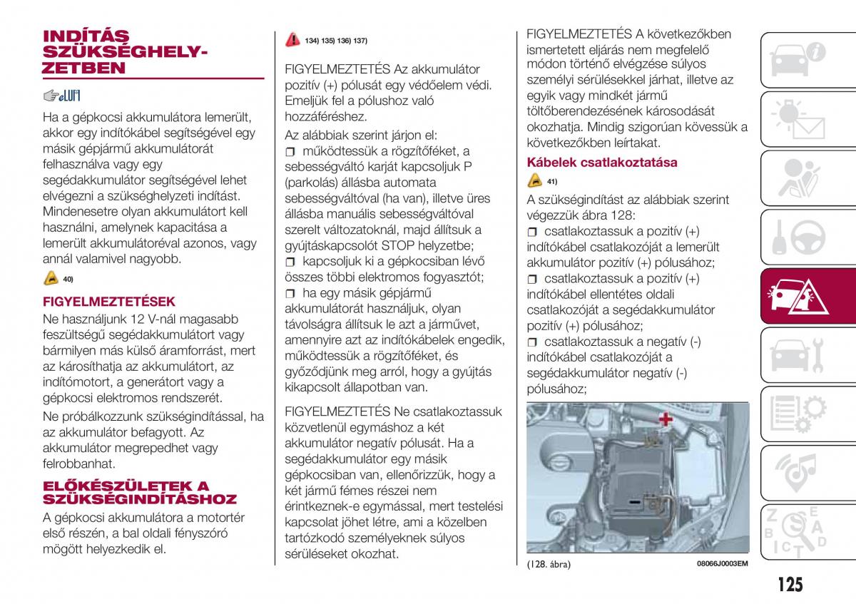 Fiat Tipo sedan Kezelesi utmutato / page 127