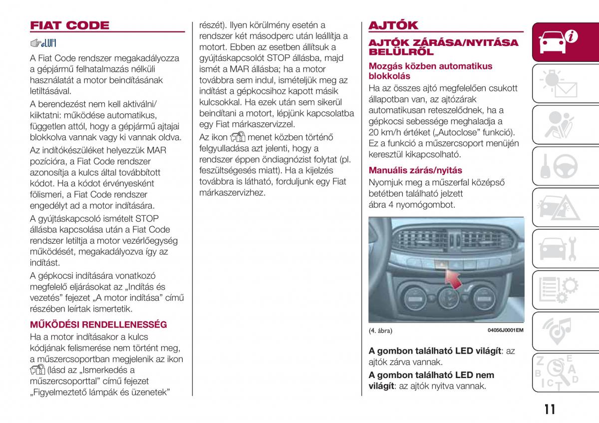 Fiat Tipo sedan Kezelesi utmutato / page 13