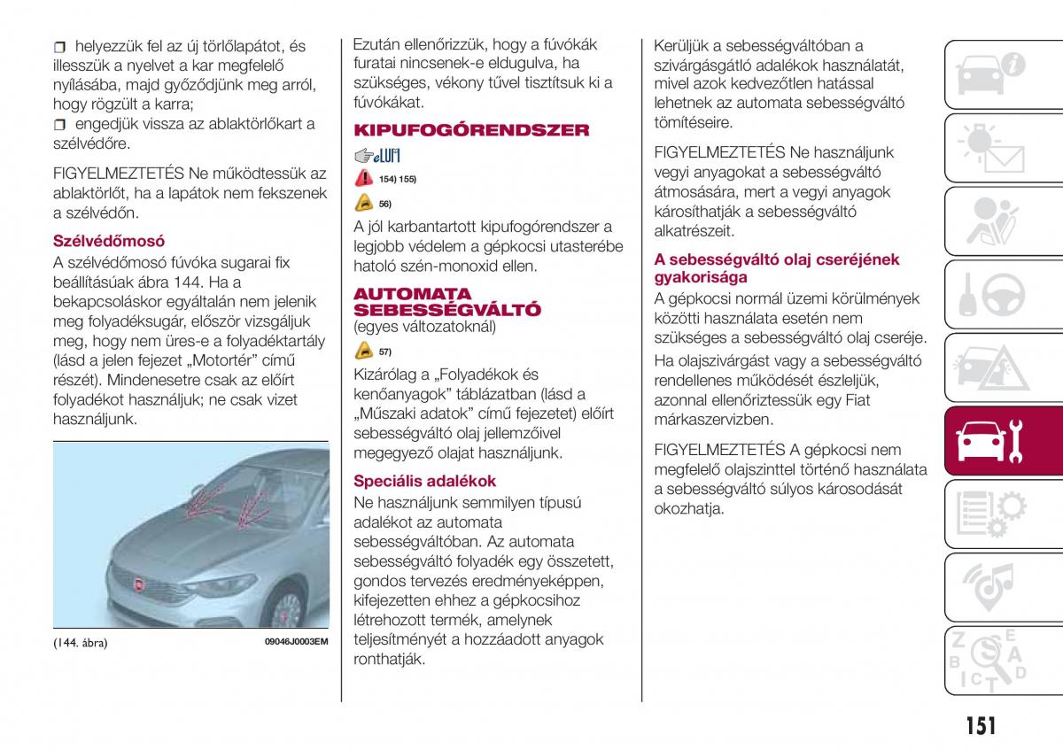 Fiat Tipo sedan Kezelesi utmutato / page 153