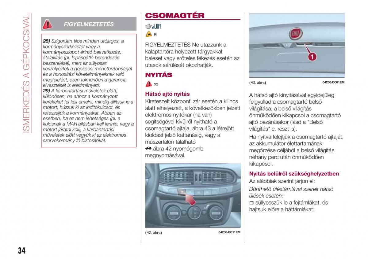 Fiat Tipo sedan Kezelesi utmutato / page 36