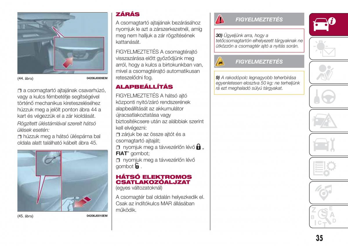 Fiat Tipo sedan Kezelesi utmutato / page 37