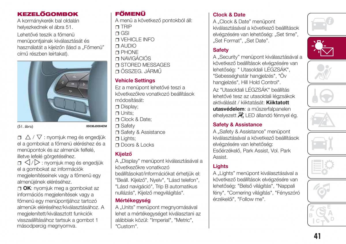 Fiat Tipo sedan Kezelesi utmutato / page 43