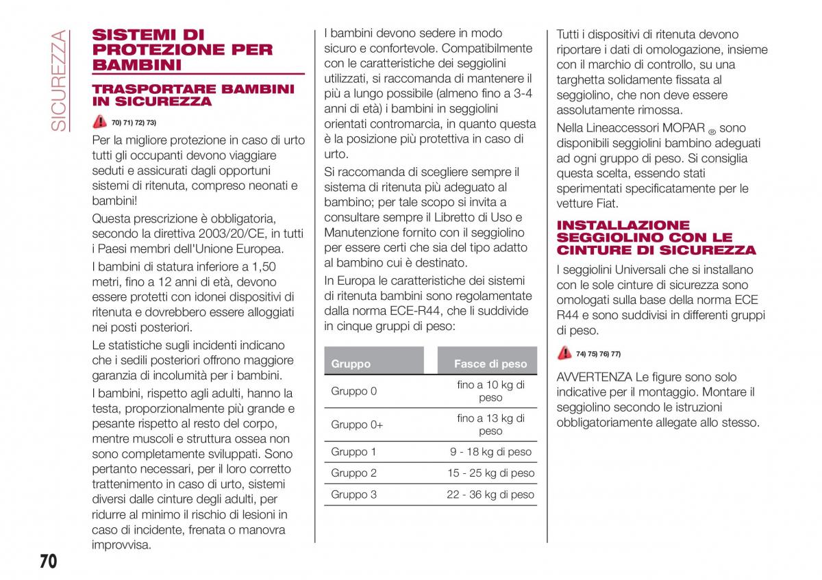 Fiat Tipo sedan manuale del proprietario / page 72